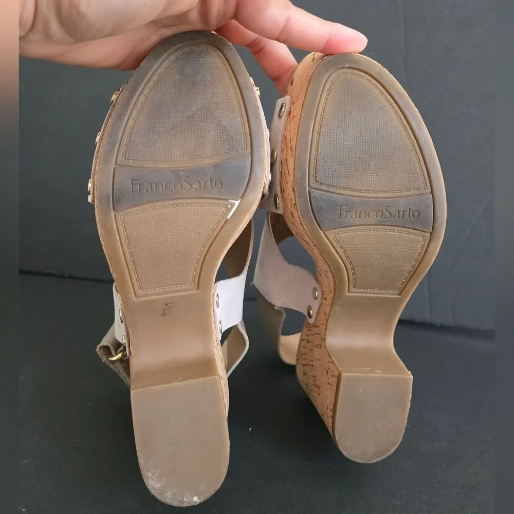 Franco Sarto Suede Slingback Kicks Platforms Sandals Size 6